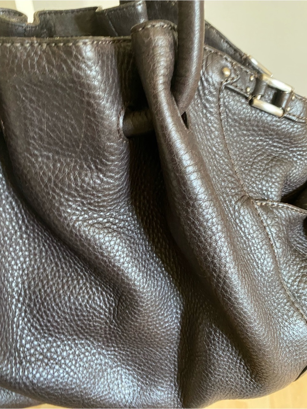 Cole Haan Dark Brown Pebbled Leather Shoulder Bag - Picture 5 of 10